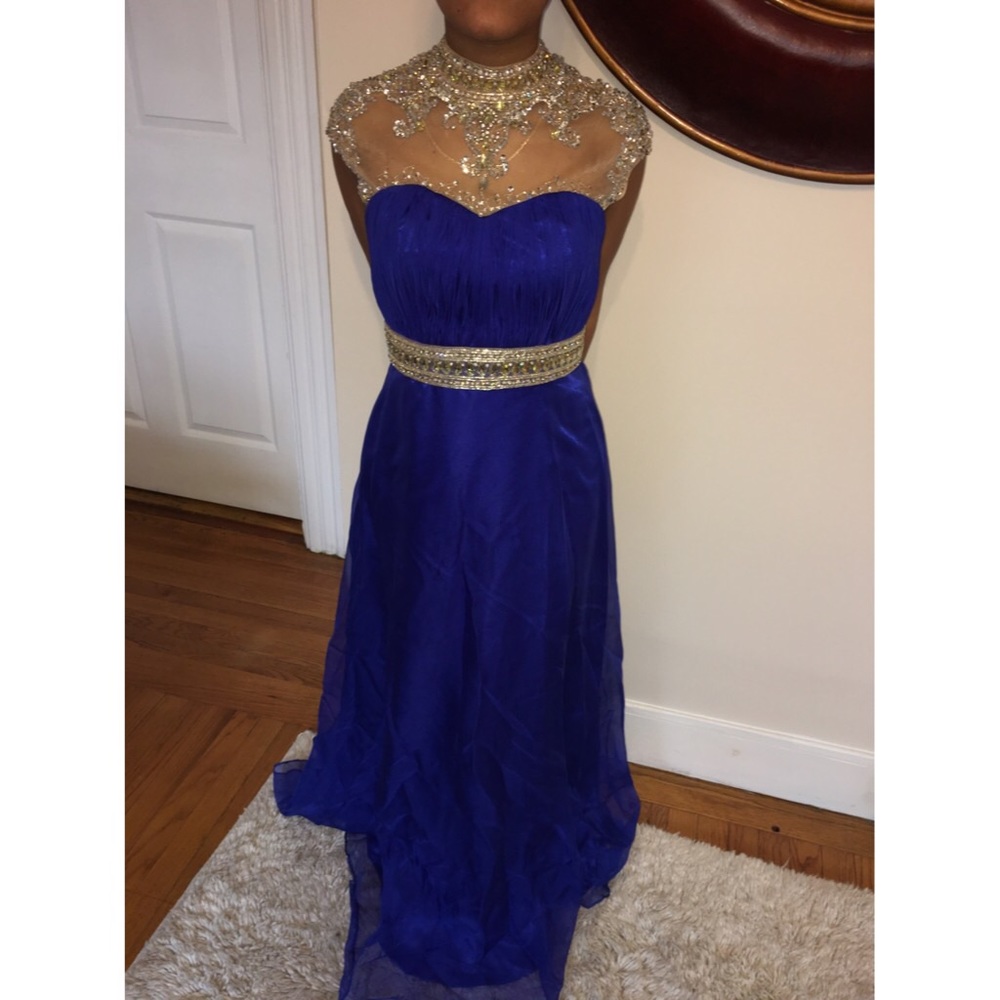 Beautiful Royal Blue Satin Prom Dress